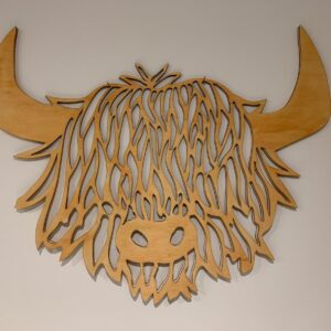 Wooden Highland Cow Wall Art - various stains and sizes available