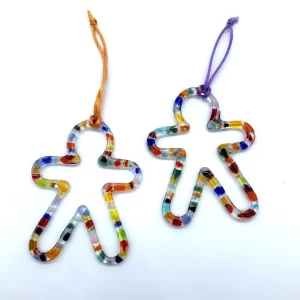 Rainbow Gingerbread People - fused glass