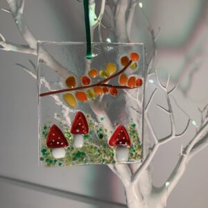 Toadstool - Hanging Glass Ornament